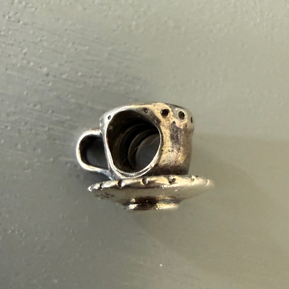 Pandora Retired Tea Cup and Saucer silver charm - Picture 4 of 5